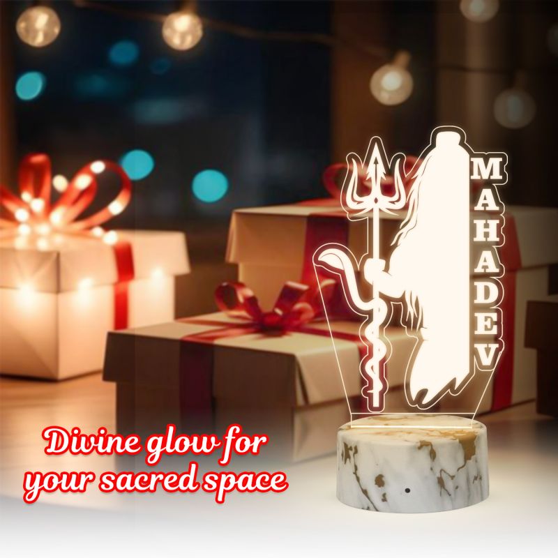 3D Illusion Mahadev text Night lamp with Warm White Led Light Temple, Home, Decor Lamp  Gift for Festival